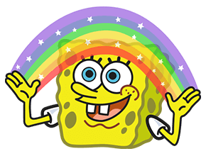 SpongeBob imagining a rainbow